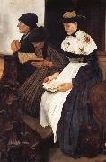 Leibl, Wilhelm Die drei Frauen in der Kirche oil painting on canvas